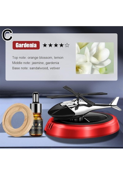 Güneş Enerjili Helikopter Araba Koku Difüzörü Kırmızı