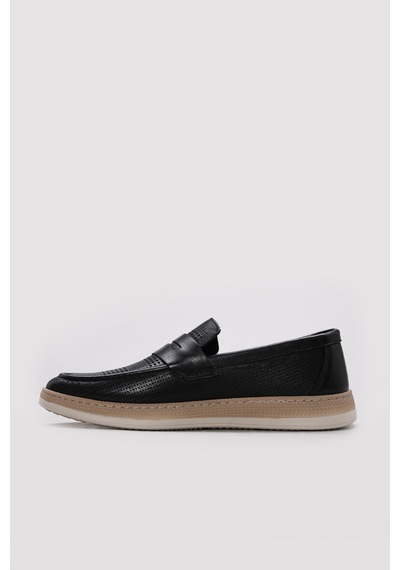 Fast Step Hakiki Deri Erkek Casual Ayakkabı 951ma395 Siyah