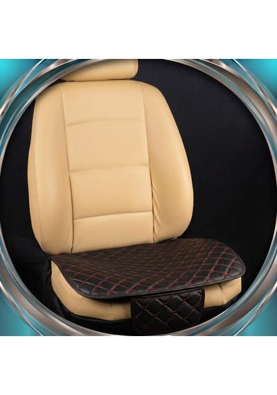 Opel Astra Hb Uyumlu 3 Parça Cepli Oto Koltuk Minderi Siyah Deri Kırmızı Dikişli