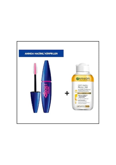 Maybelline New York Rocket Volum Express Mascara Siyah + Garnier Çift Fazlı Micellar Kusursuz Makyaj Temizleme Suyu 100 ML