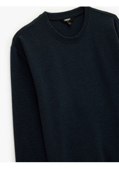Koton Uzun Kollu Bisiklet Yaka Basic Sweatshirt Lacivert 6wam70090mk Lacivert