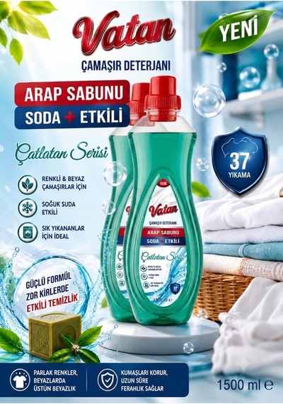Çamaşır Deterjanı Arapsabunu Etkili 1500 Ml X 2 Adet