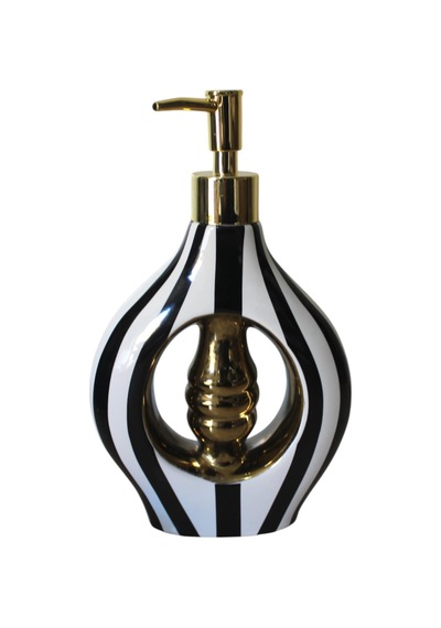 Porselen 500ml Sıvı Sabunluk Siyah Beyaz K282