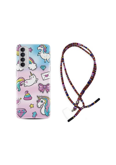 Oppo Reno 4 Pro Kılıf Rasta Boyun Askılı Unicorn Mektup 1800