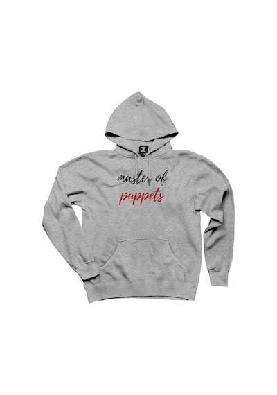 Metallica Master of Puppets Text Gri Kapşonlu Sweatshirt Hoodie Gri