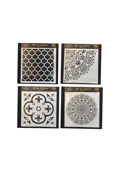 Cadence Boya Stencil Şablon 25x25 Cm 4 Lü Set Hdm-110/ Hdm-180 / Hdm-109 / Hdm-96 Çok Renkli Tek Ebat