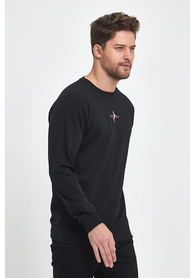 MMetalic Siyah Erkek Supermagic Göğüs Baskılı Basic Sweatshirt 001