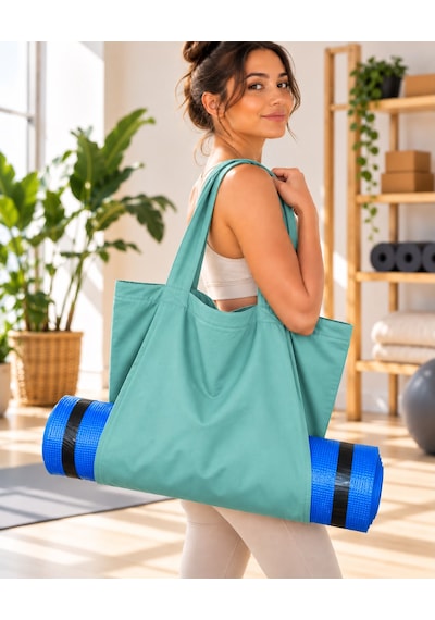 Mat Taşıma Çantası Yoga Fitness Silindir Antrenman Çantası - Çantalı Fermuarlı Mat Taşıma Çantası Su Yeşili