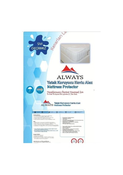 Always Sıvı Geçirmez Alez, Yatak Koruyucu Elastik Bantlı 90X190Cm