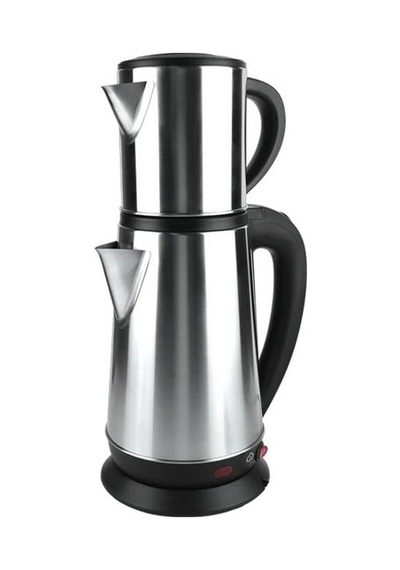 Crown Crw-2201 1800w 1.8 - 0.8 Litre Çelik Hazneli Çaycı Mutfak Kettle Demlikli Ve Süzgeçli Inox Gümüş
