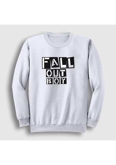 Presmono Unisex Boxes Fall Out Boy Sweatshirt Beyaz