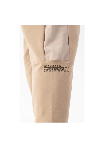 Maraton Sportswear Regular Erkek Ribana Paça Basic Açık Vizon Eşofman Altı 21825 Açık Vizon