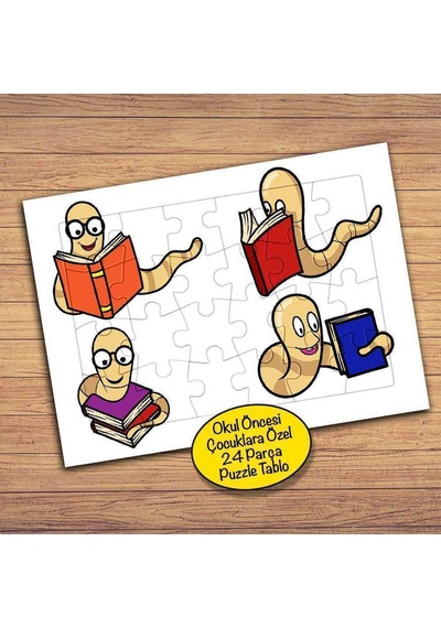 Kitap Kurdu Çocuklara Özel Puzzle Yapboz Tablo-148pz