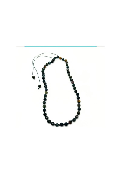 Yıldız Doğal Taş Kan Taşı Doğal Taş 6 MM Makrome Kolye 45 CM - 55 CM Ayarlanabilir Yeşil