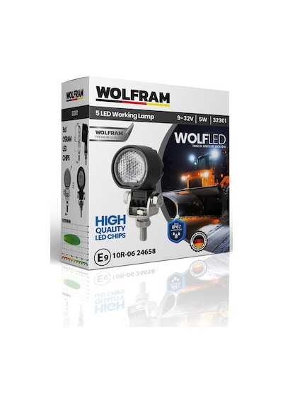 Wolfram Wolf Serisi 32301 Çalışma Lambası Yuvarlak Mini 425 Lümen Flood - Wolfram 32301