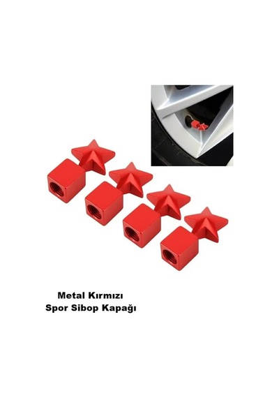Sibop Kapağı Metal Yıldız Model Kırmızı Renk Profesyonel Yıldız Logo Metal Sibop Kapağı 4 Parça Set