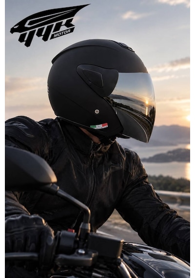Sway Aynalı Vizörlü Yarım Açık Motosiklet Kaskı Mat Siyah Sw 700 / 733