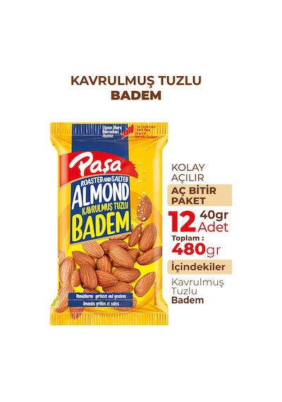 Paşa Kuruyemiş Badem 12 x 40 G