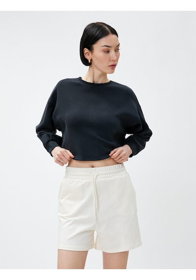 Koton Crop Sweatshirt Modal Karışımlı Siyah 3sak10090ek Siyah