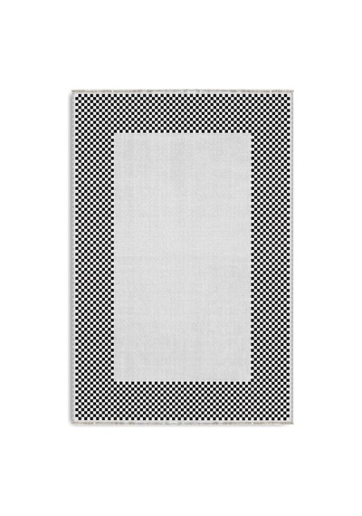 Siyah Beyaz Dama Desenli Dekoratif Modern Halı 3047-2