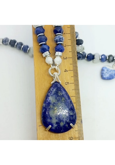 1609 Lapis Lazuli El Yapımı Kolye Altın