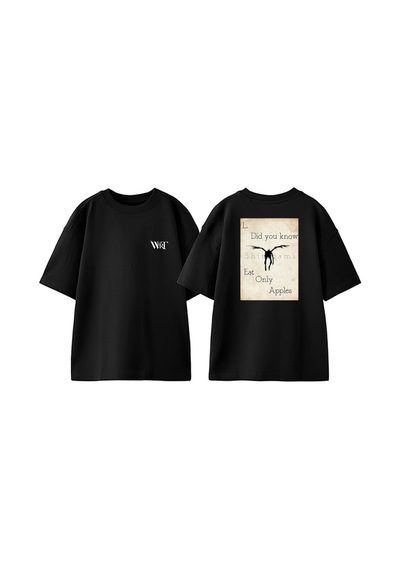 Thewert Death Note 10 Tasarım Sırt Baskılı Pamuk Siyah Oversize T-shirt