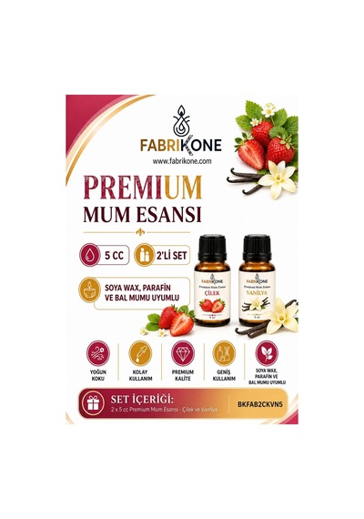 Premium Mum Esansı 5 Cc 2'li Set - Çilek, Vanilya - Soya Wax, Parafin, Jel Wax Ve Bal Mumu Uyumlu Bkfab2ckvn5 Karışık