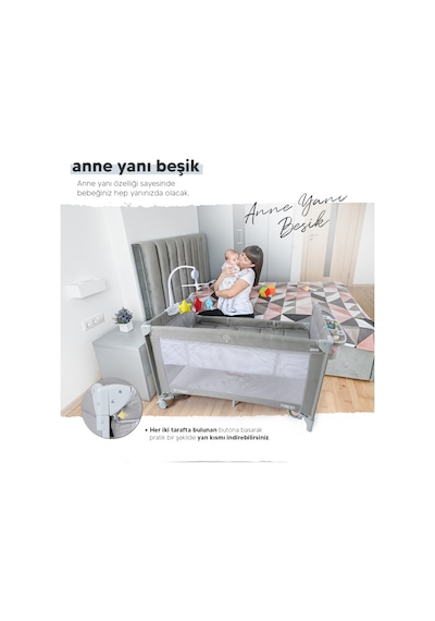 Huggy Napp 6in1 Anne Yanı Park Yatak Oyun Parkı + Yatak 70x120