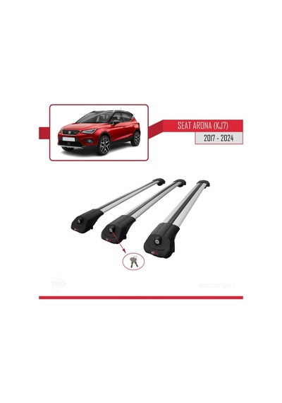 Seat Arona Kj7 2017 Ve Sonrası İle Uyumlu Ace-1 Ara Atkı Tavan Barı Gri 3 Adet Bar