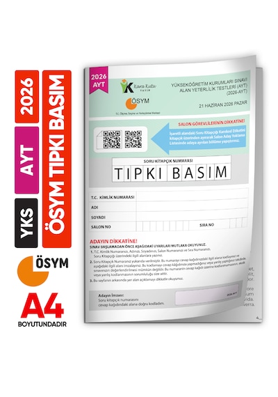 2026 Yks-ayt Ösym Tıpkı Basım Çıkmış Soru Kitapçığı Video/pdf Çözümlü Türkiye Geneli Değerlendirme