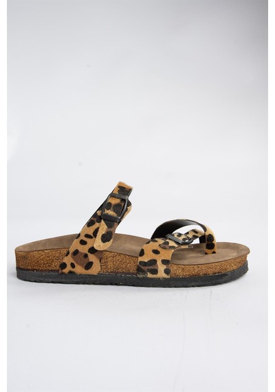 Fox Shoes Leopar Süet Parmak Arası Kadın Terlik K777613402 Leopar-süet Leopar