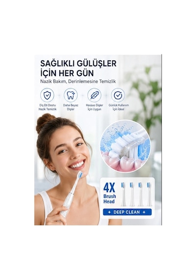 Zenvia Şarjlı Diş Fırçası 15000 Vpm Titreşim Gücü, 500mah Batarya, 5 Temizlik Modu Beyaz Znv2026