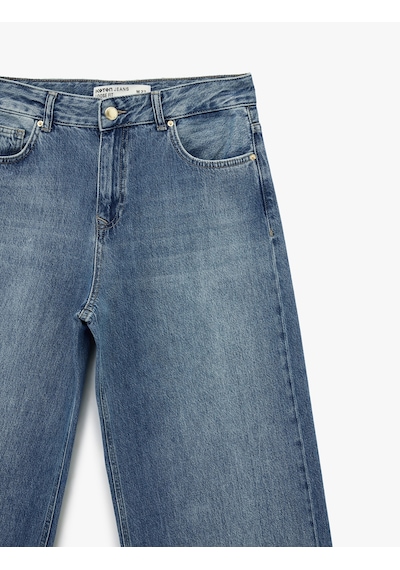 Koton Düğmeli Cep Detaylı Normal Bel Bol Kalıp Denim Pantolon - Loose Straight Fit Jean Koyu İndigo 7wal40100md Indigo Koton Düğmeli Cep Detaylı Normal Bel Bol Kalıp Denim Pantolon - Loose Straight Fit Jean Koyu İndigo 7wal40100md Indigo