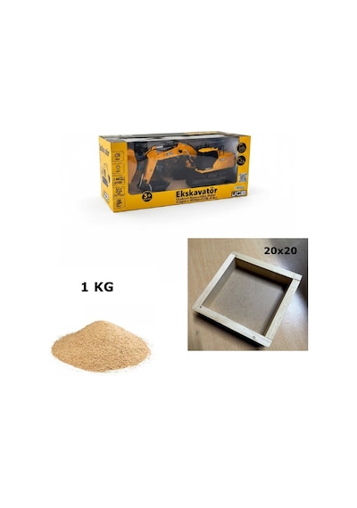 Alpmodel Uzaktan Kumandalı Sarjlı 2.4 Ghz 3 Başlıklı Metal Uçlu Eksvatör 1 Kg Talaş Ahşap Kaplı 3'lü Şantiye Seti Sarı