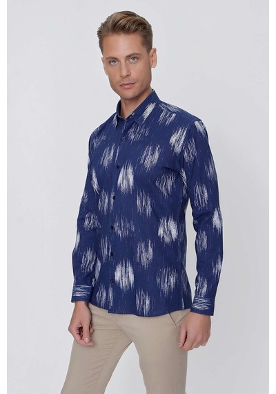 Efor G 1515 Slim Fit Lacivert Spor Gömlek Lacivert