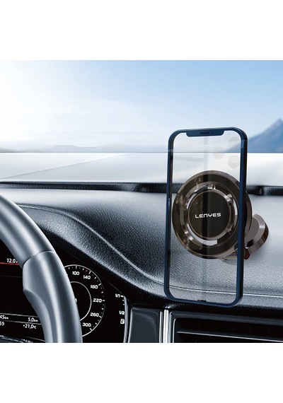 Lenyes Cr160 Magnetik Magsafe 360 Derece Oynar Başlıklı Araç İçi Telefon Tutucu Siyah