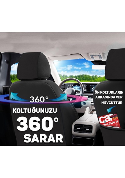 Minderland Fa Serisi Oto Koltuk Kılıfı, Tam Set, Keten-mavi