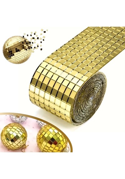 1 Metre Uzunluğunda Gold Renk Aynalı Mozaik Taşlı Dekor Bandı 4 Cm X 1 Mt Çok renkli