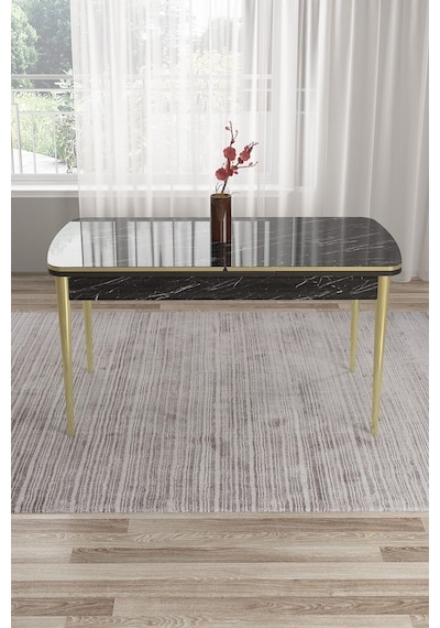 Canisa Edaf Serisi 80x132 Açılabilir Siyah Mermer Desen Mutfak Masa Takımı 6 Antrasit Sandalye Gold Detay Masa Siyah Mermer Sandalye Antrasit Gold Ayak Canisa Edaf Serisi 80x132 Açılabilir Siyah Mermer Desen Mutfak Masa Takımı 6 Antrasit Sandalye Gold Detay Masa Siyah Mermer Sandalye Antrasit Gold Ayak