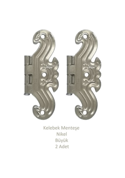 Nikel Dekoratif Kelebek Menteşe Büyük 2 Adet 7cm X 5cm Nikel