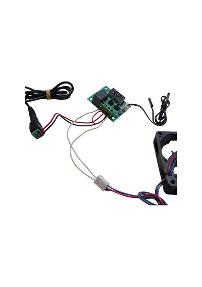 Dc 12v Adaptörlü Dijital Termostat Sıcaklık Kontrol Kartı İle 12v Fan Pervane Çalıştırma Devresi Öğrenci Hobi Deney Seti