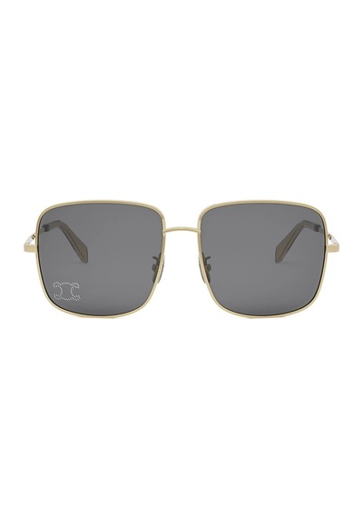 Celine Cl40284u 30a Kadın Güneş Gözlüğü - Oversize Kare Form Altın Metal Çerçeveli Füme Camlı Çok Renkli