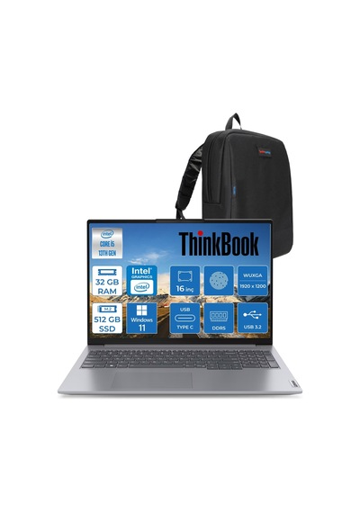 Lenovo ThinkBook 16 G6 IRL 21KH00SXTRP09 i5-13420H 32 GB 512 GB SSD 16" W11P Dizüstü Bilgisayar + Zetta Çanta