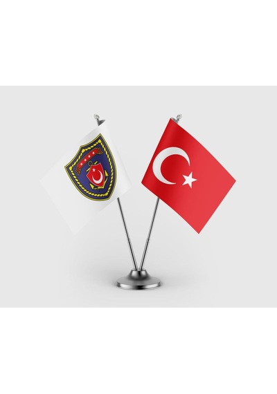 Deniz Kuvvetleri Bayrağı Ve Türk Bayrağı İkili Saten Masa Bayrağı Takımı Diğer
