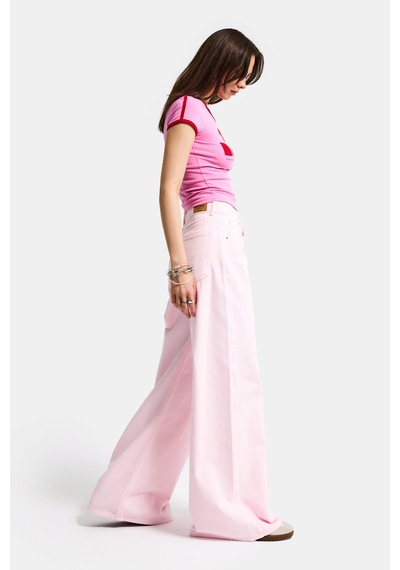Itsbasic Kadın Açık Pembe Hera 6s6-98 Palazzo Fit Bol Kesim Denim Jean