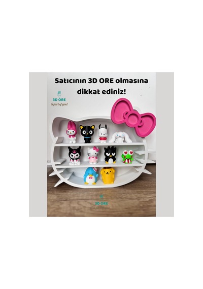 Hello Kitty Tasarımlı Dekoratif Figür Rafı Beyaz