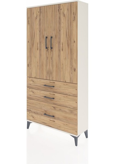 Arges Dolap 3 Raflı 3 Çekmeceli 2 Kapaklı 88x30x182 Aytaşı-çam Aytaşı