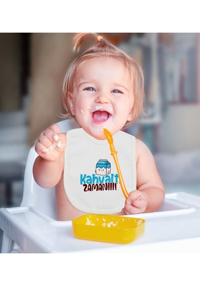 BK Kids Kahvaltı Zamanı Tasarımlı Bebek Mama Önlüğü - Model 1