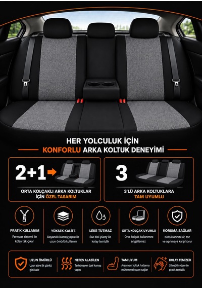 Softline Serisi Üniversal Oto Koltuk Kılıfı 1 Takım
