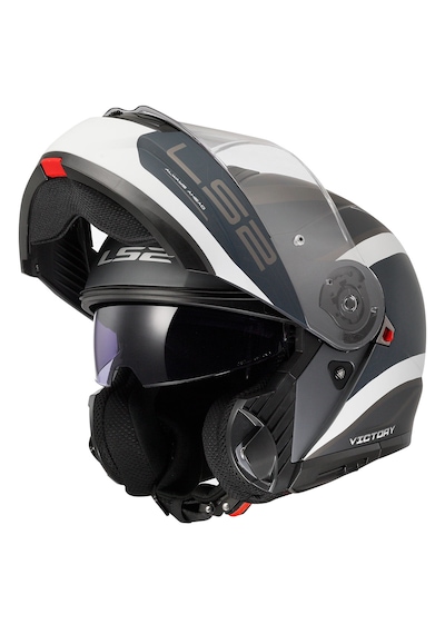 Ls2 Strobe 2 Victory Çene Açılır Motosiklet Kaskı Mat Gri - Mavi - Kum